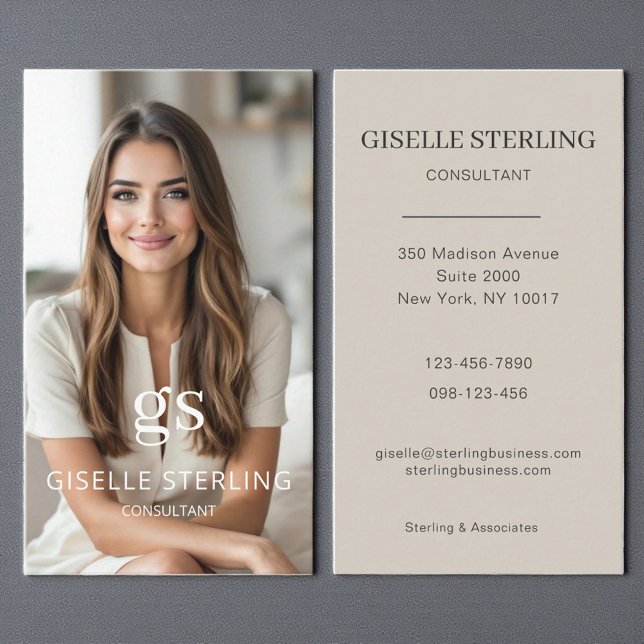 Consultant Photo Taupe Beige Professionell Visitkort (Skapare uppladdad)