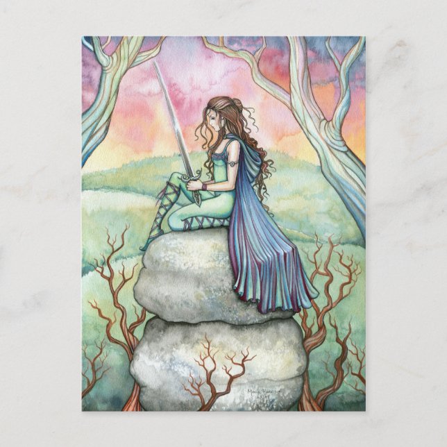 Contemplating Guinivere Postcard by Molly Harrison Vykort (Framsida)