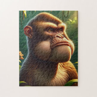 Contemplative Jungle Ape - Grumpy Cheeks Monkey Po Pussel