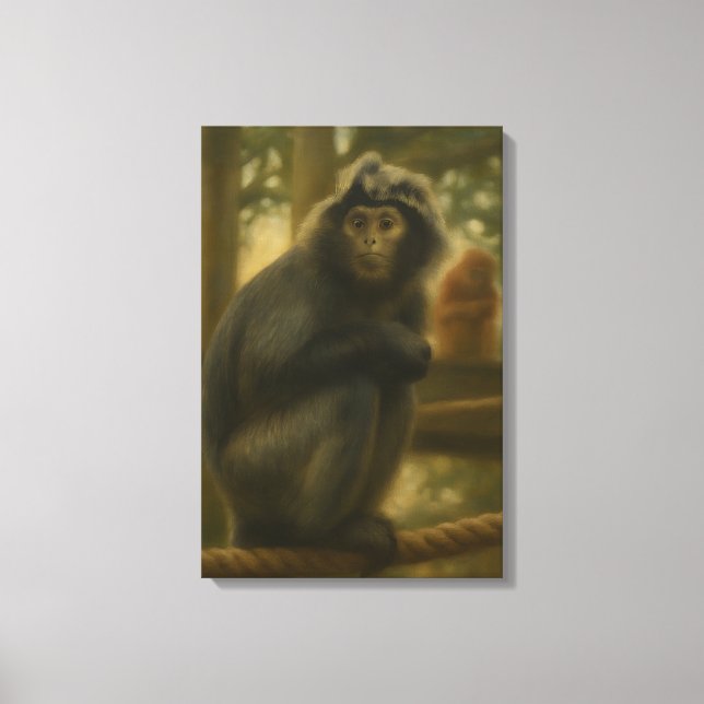 Contemplative Monkey - Serene Wildlife Art Canvastryck (Framsida)