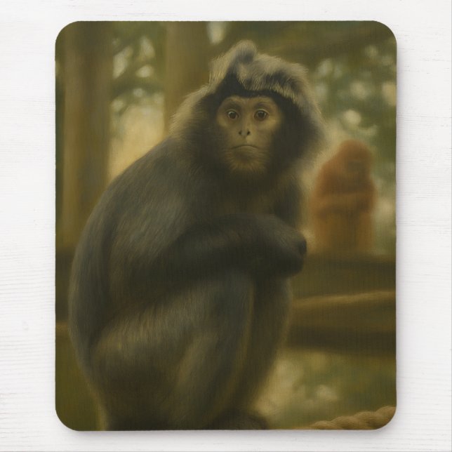 Contemplative Monkey - Serene Wildlife Art Musmatta (Framsidan)