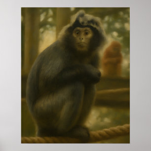 Contemplative Monkey - Serene Wildlife Art Poster