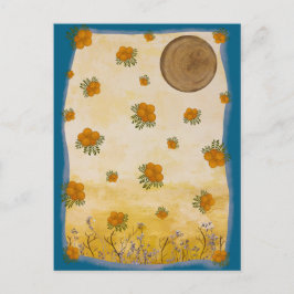 Contemporâneo Dourado Ilustrado Flor Lua Colagem Vykort