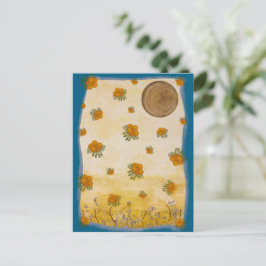 Contemporâneo Dourado Ilustrado Flor Lua Colagem Vykort