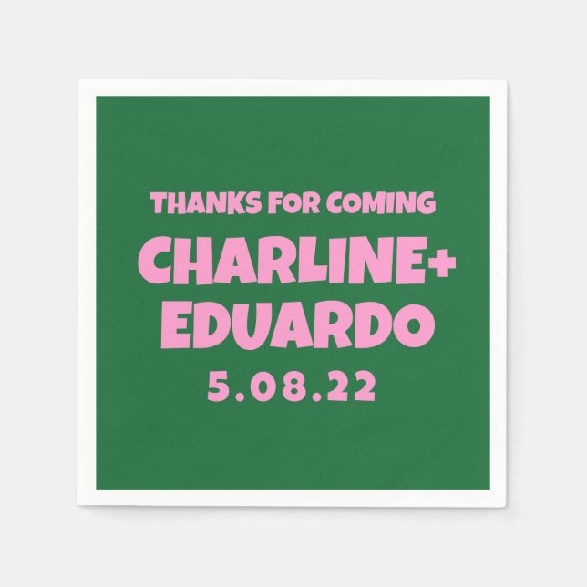 ContemporärHandskrift Retro Bröllop Pappersservett (Framsidan)