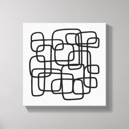 Contemporary Abstract Line Art Black And White  Canvastryck