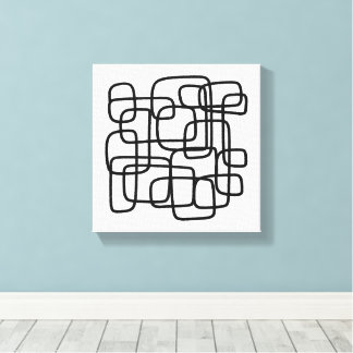 Contemporary Abstract Line Art Black And White  Canvastryck