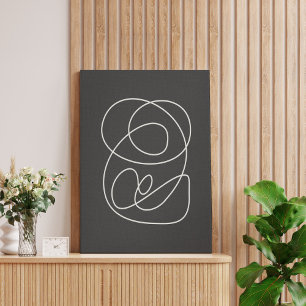 Contemporary Abstrakt Art Chic Svartvit Canvastryck