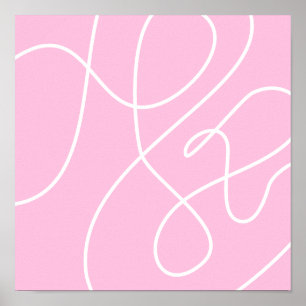 Contemporary Abstrakt Art Rosa och vit  Poster