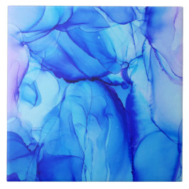 Contemporary Abstrakt Blue and Lila Bläck Art Kakelplatta