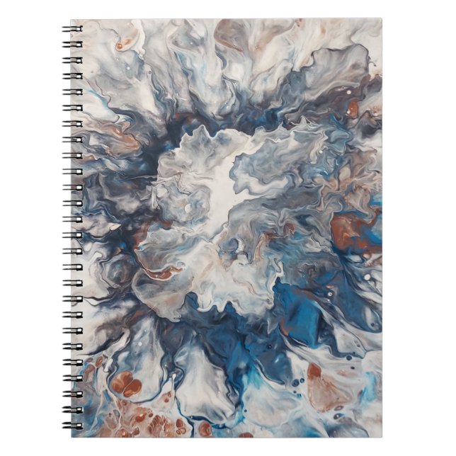 Contemporary Abstrakt Blue Bronze Grått Cream Anteckningsbok (Framsidan)