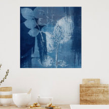 Contemporary abstrakt blue grunge cyanotype