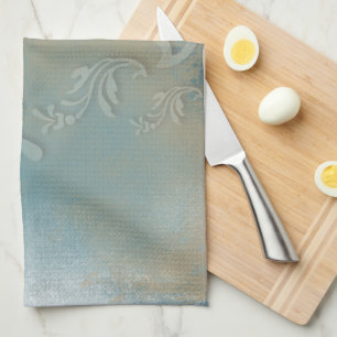 Contemporary Abstrakt Blue Guld Swirl Kökshandduk