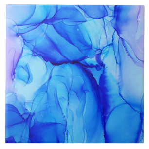 Contemporary Abstrakt Blue och Lila Bläck Art Kakelplatta