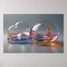 Contemporary Abstrakt Glass Art Rosa och Grått Poster