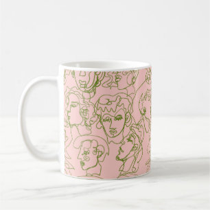 Contemporary abstrakt kvinnlig ansikte. Minimalist Kaffemugg