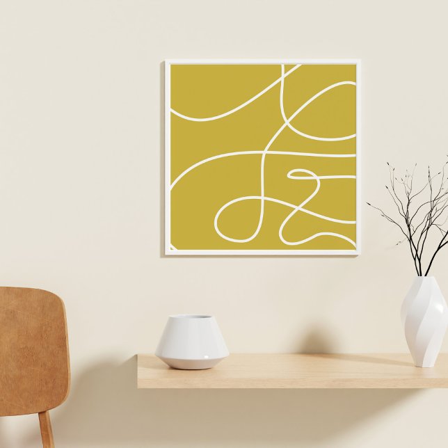 Contemporary Abstrakt Line Art Boho Mustard Gult Poster (Skapare uppladdad)