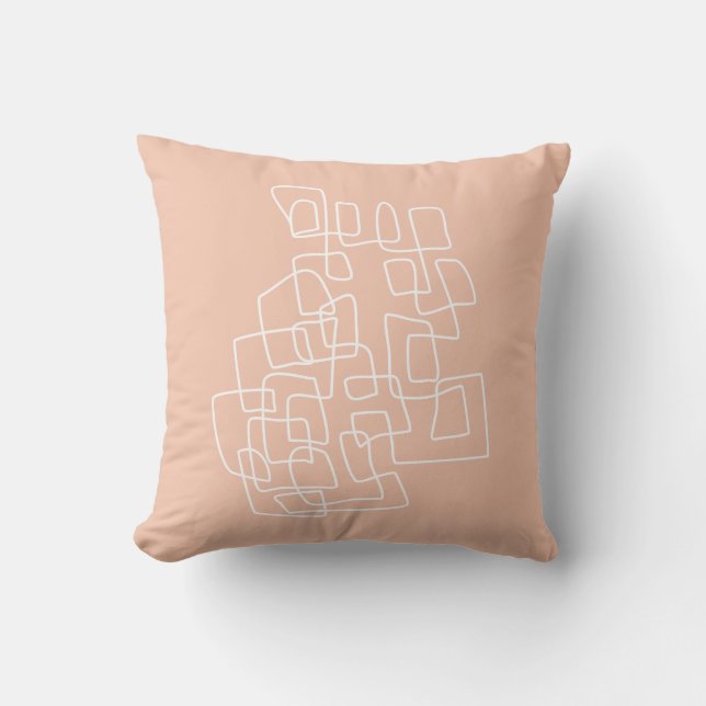 Contemporary Abstrakt Line Art i Pastel Peach Kudde (Framsida)