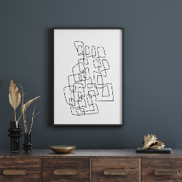 Contemporary Abstrakt Line Art i svartvitt Poster