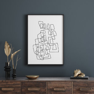 Contemporary Abstrakt Line Art i svartvitt Poster