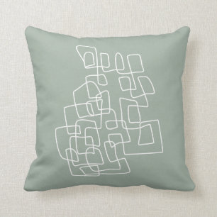 Contemporary Abstrakt Line Art in Sage Grönt Kudde