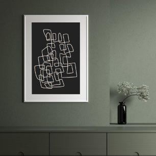 Contemporary Abstrakt Line Art Modern Black Wall Poster