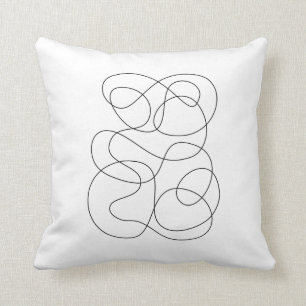 Contemporary Abstrakt Line Teckning Black and Whit Kudde