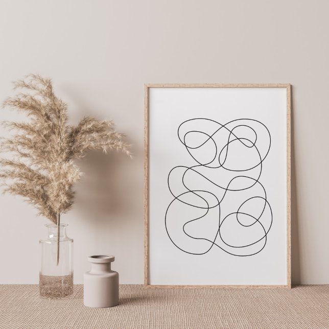 Contemporary Abstrakt Line Teckning Black and Whit Poster (Skapare uppladdad)