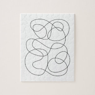 Contemporary Abstrakt Line Teckning Black and Whit Pussel