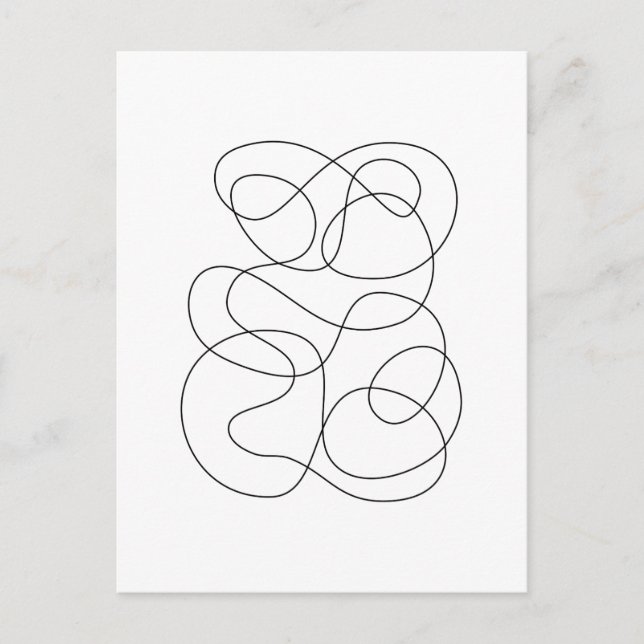Contemporary Abstrakt Line Teckning Black and Whit Vykort (Framsida)