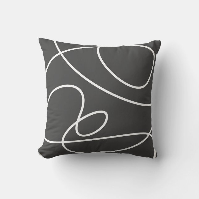 Contemporary Abstrakt Modern Art Chic Black White  Kudde (Framsida)