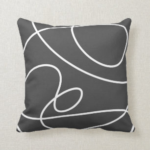 Contemporary Abstrakt Modern Art Chic Black White Kudde