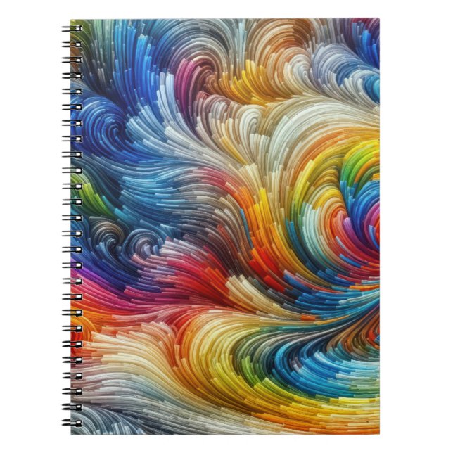 Contemporary Abstrakt Swirl Spectrum Anteckningsbok (Framsidan)