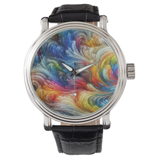 Contemporary Abstrakt Swirl Spectrum Armbandsur (Framsida)