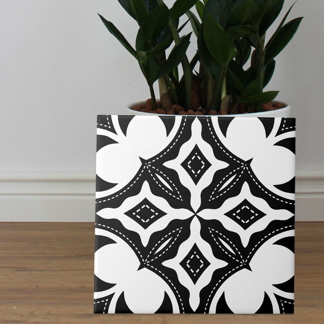 Contemporary Aesthetic Black and White Mönster Kakelplatta (Skapare uppladdad)