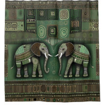 Contemporary African Elephants - Stylish Geen