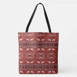 Contemporary African Tote Bag - Red and White Tygkasse