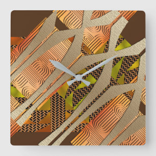 Contemporary Afrocentric Stil Motif Fyrkantig Klocka