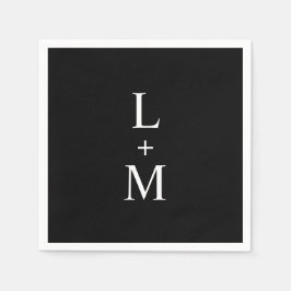 Contemporary Anpassningsbar Monogram Black Bröllop Pappersservett
