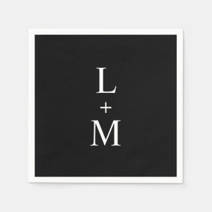 Contemporary Anpassningsbar Monogram Black Bröllop Pappersservett