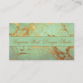 Contemporary Aqua Blue och Guld Marble Visitkort