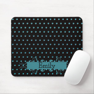 Contemporary Aqua Polka dots med Namn Musmatta