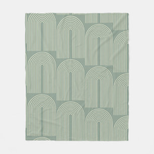 Contemporary Arch Line Art in Sage Grönt Fleecefilt