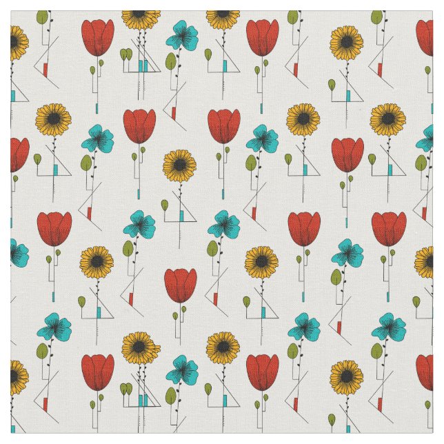 Contemporary Art Noveau-Blommönstret Tyg (Närbild)