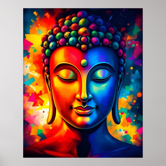 Contemporary av färgad Abstrakt Buddha Art Poster (Framsidan)
