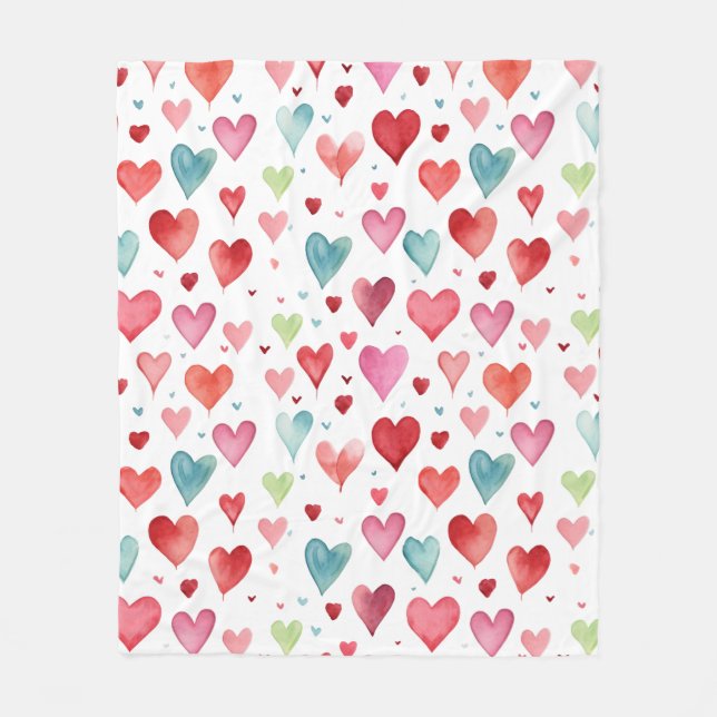 Contemporary Baby Nursery Heart Mönster Fleecefilt (Framsidan)