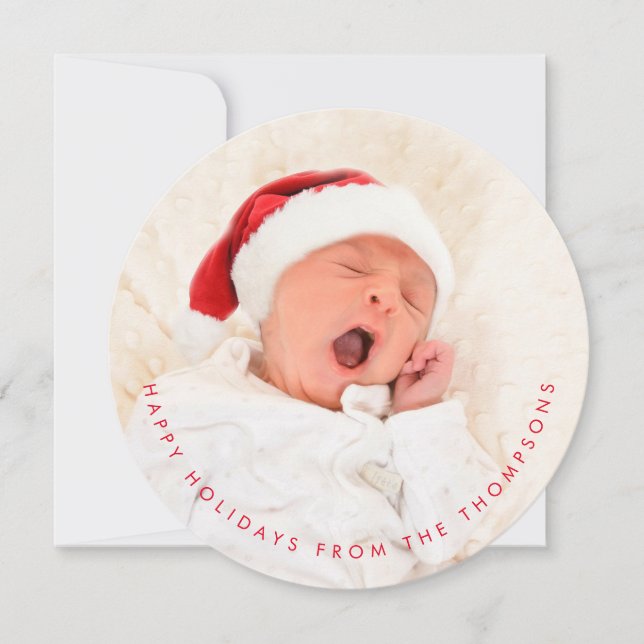 Contemporary Baby Photo Circular God jul Julkort (Framsida)