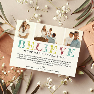 Contemporary "BELIEVE" - julfotomaket Julkort