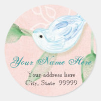 Contemporary Birds n Swirls, Adress Stickers