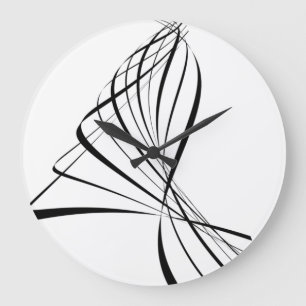 Contemporary Black and White Abstrakt Line Art Stor Klocka